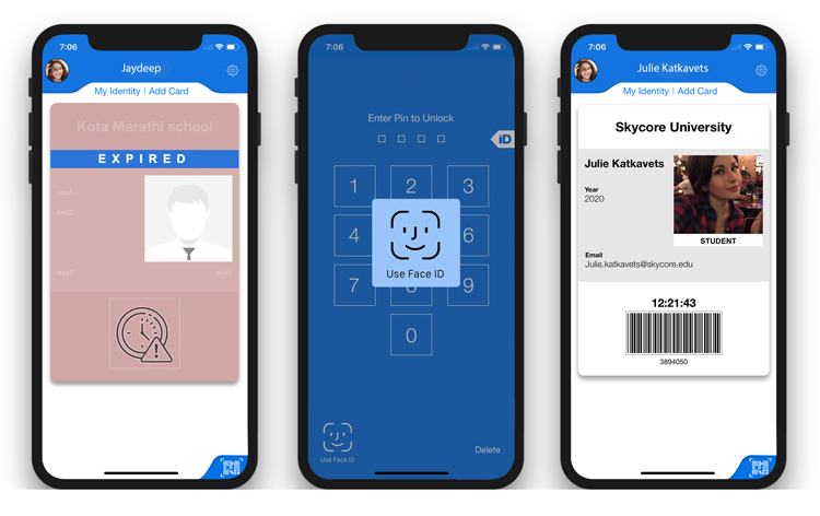ID Card Apps code 39 barcode and apple face id