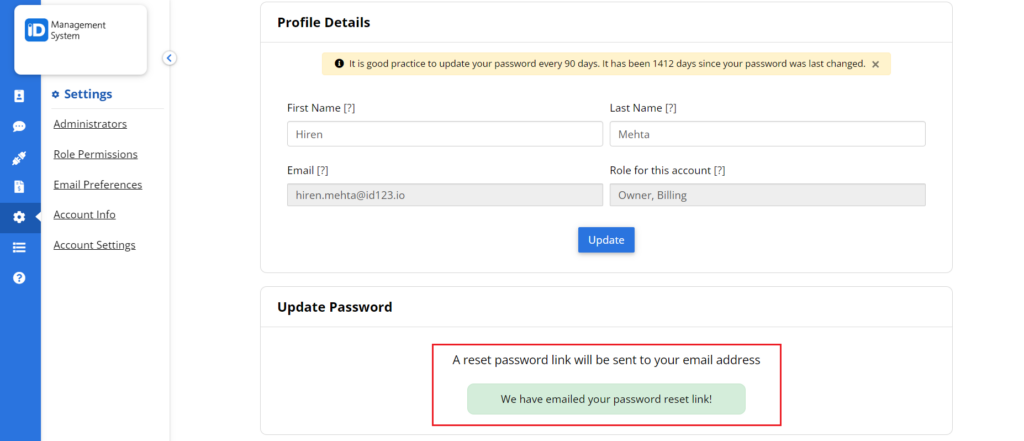 Updating Your Account Password - ID123 Knowledgebase