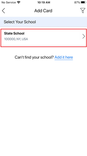 select your institution