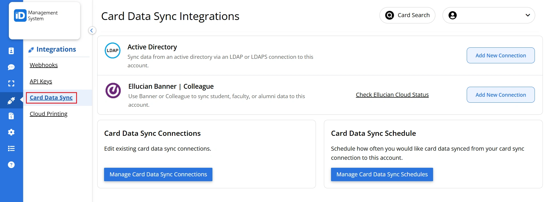 Step 2 Go to Card Data Sync Page
