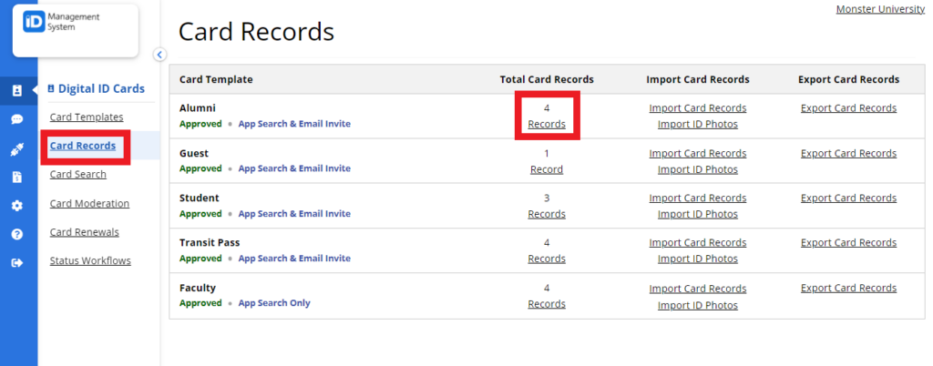Select "Records"