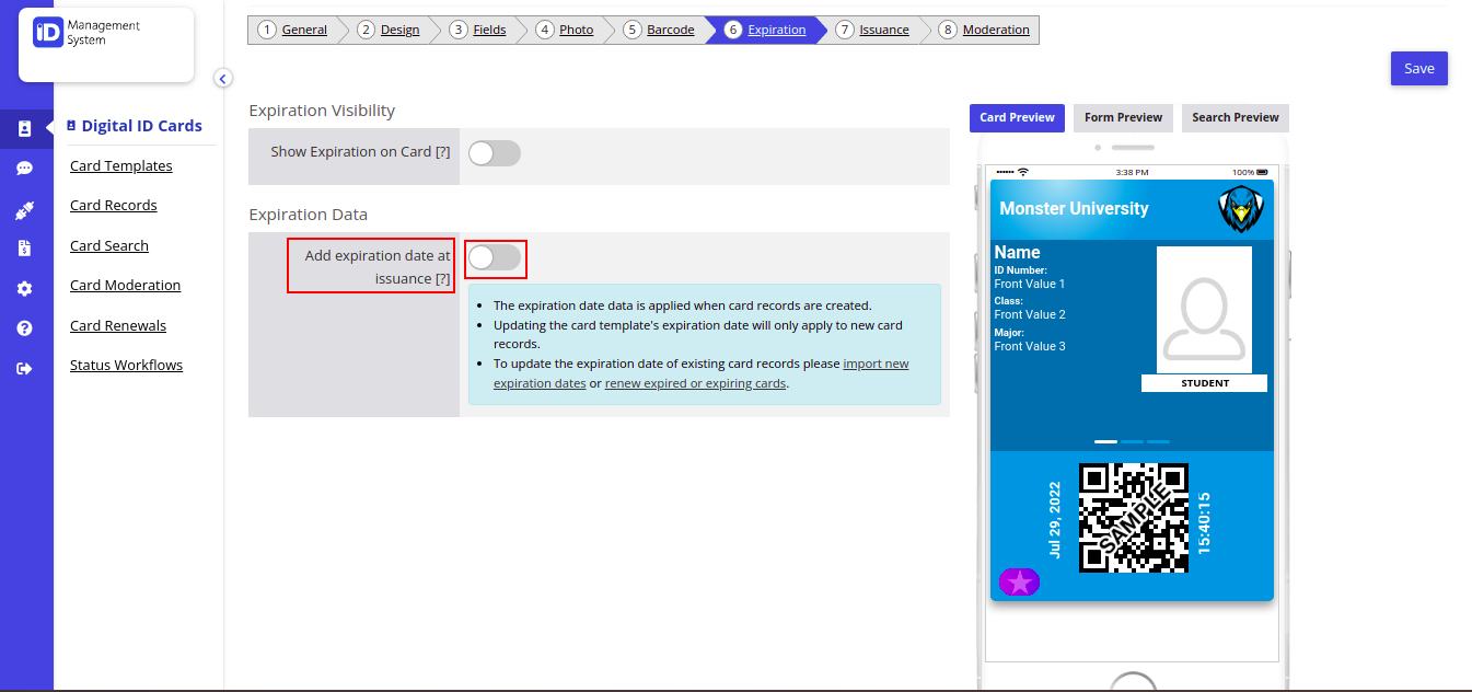 Adding Expiration Dates to ID Cards ID123 Knowledgebase