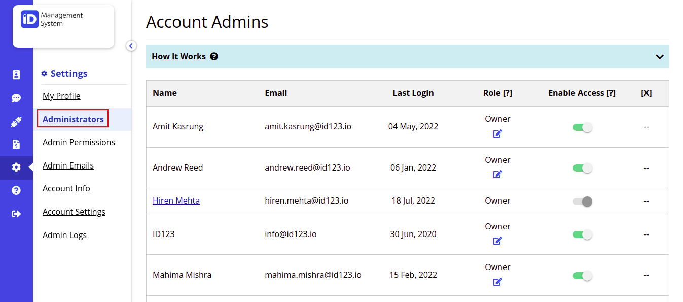 Adding New Account Admins ID123 Knowledgebase