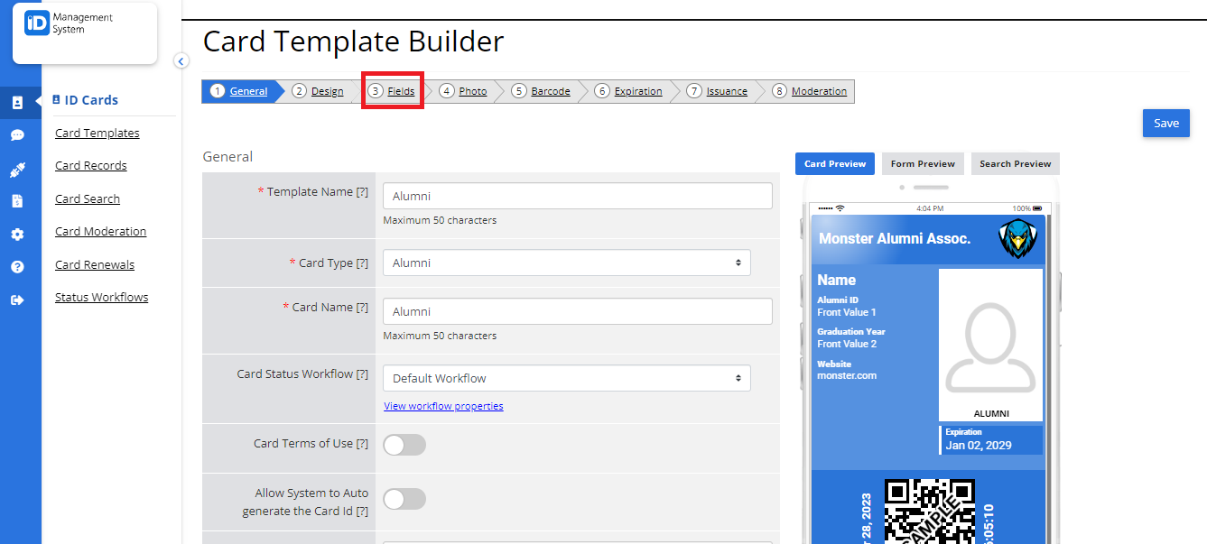Navigate to the “Fields” Tab Navigate to the “Fields” Tab