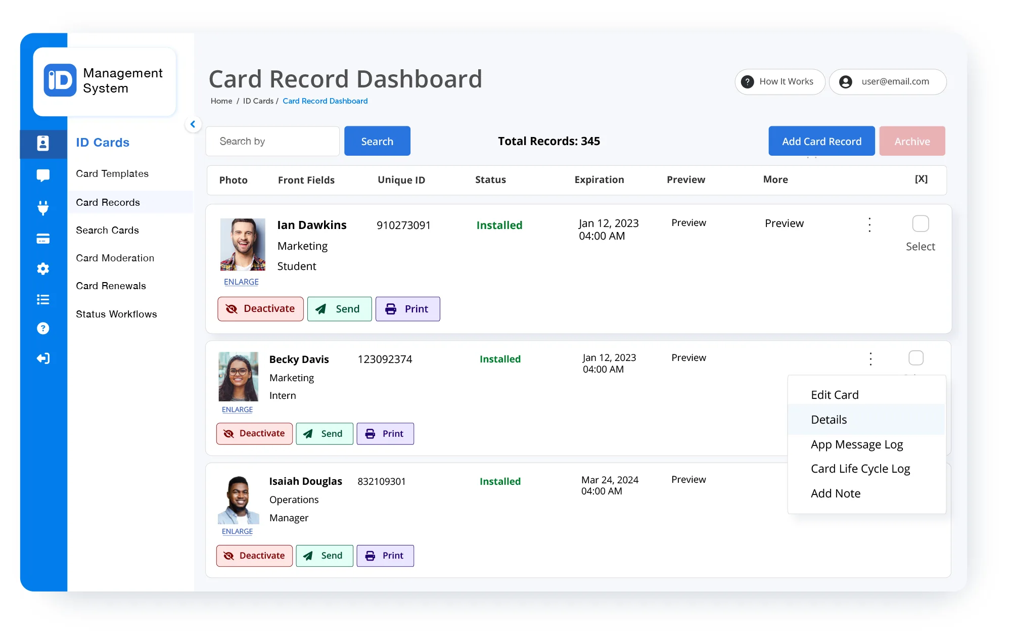 Digital ID Card Management Platform customize card design feature