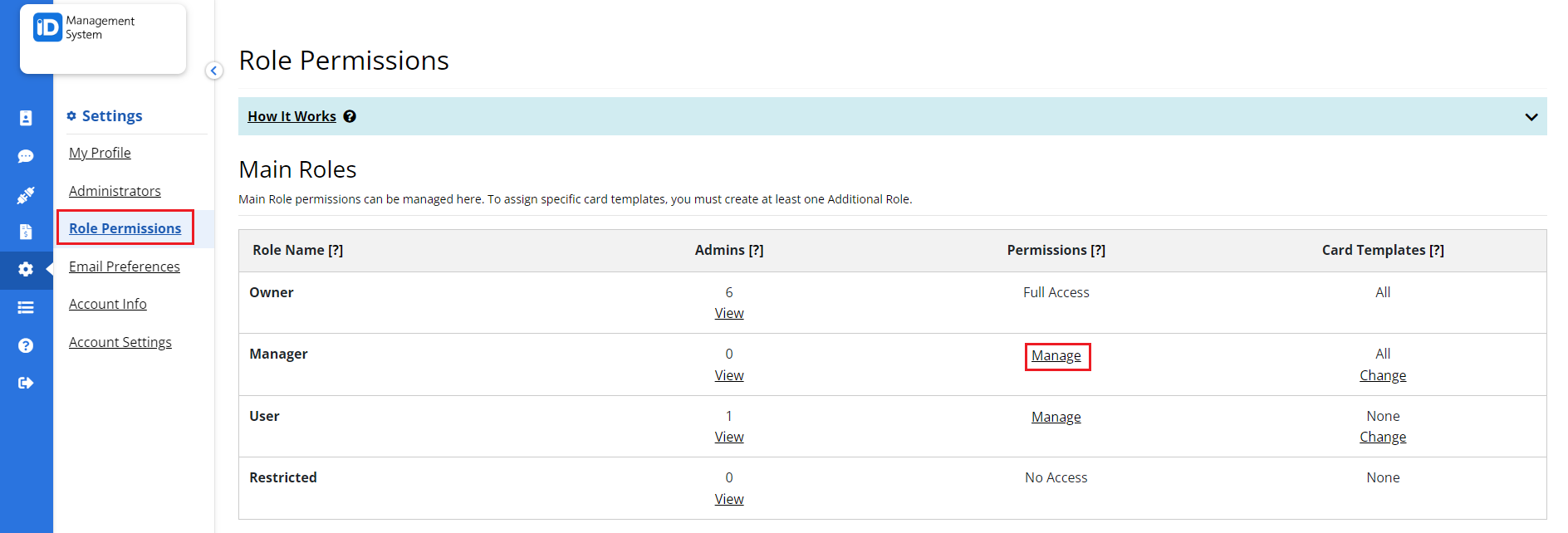 Role Permissions Role Permissions