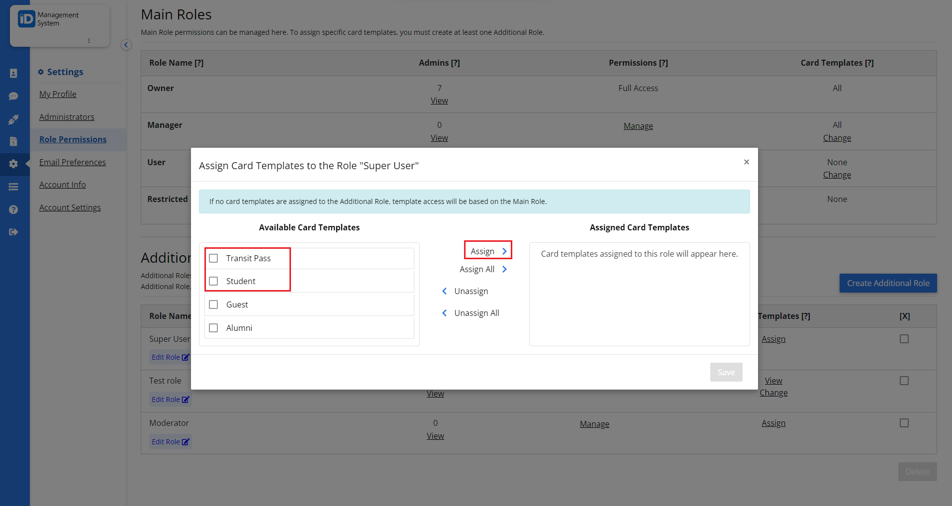 Assign Card Templates 2 Assign Card Templates 2