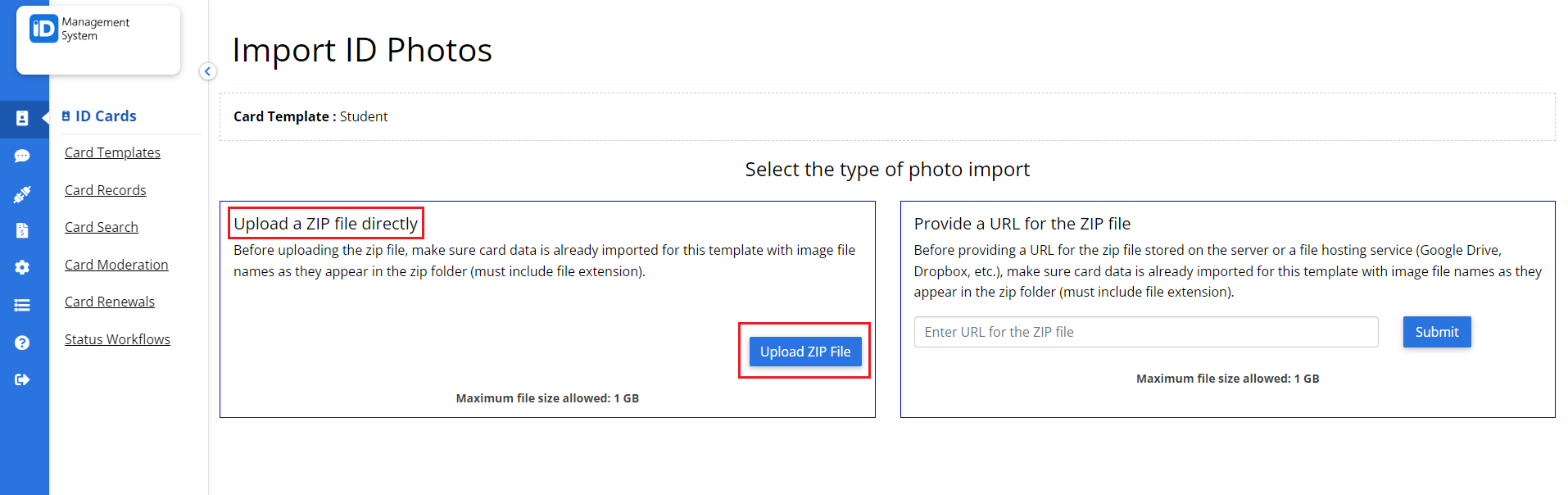 Upload the Zip File Upload the Zip File