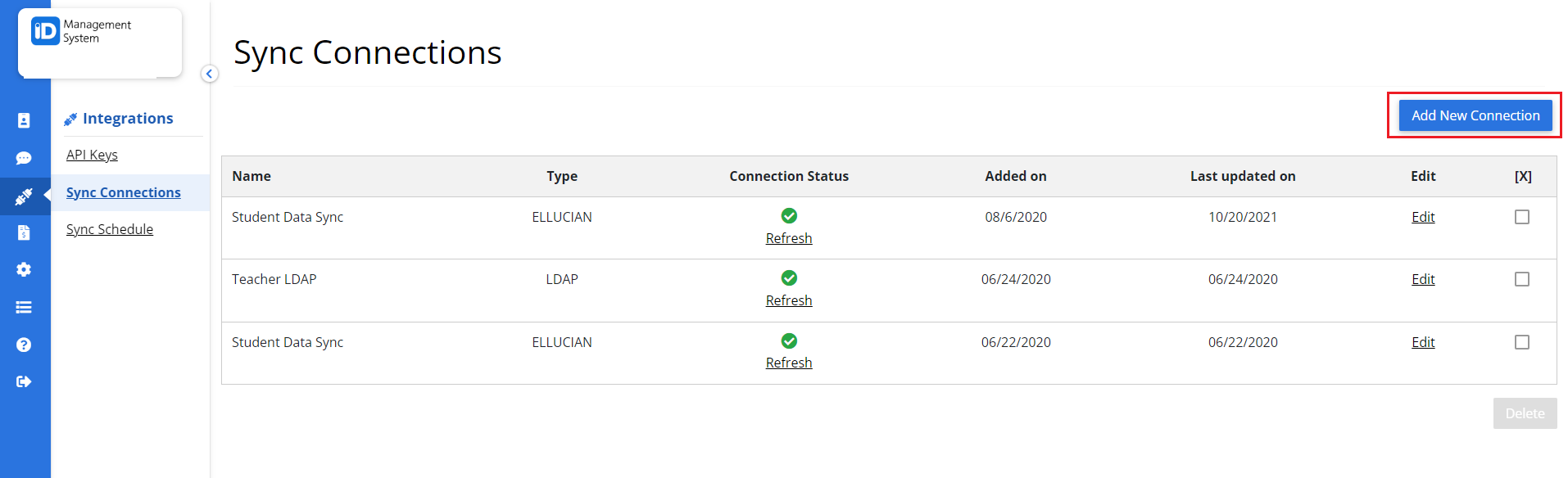 Add New Connections Add New Connections