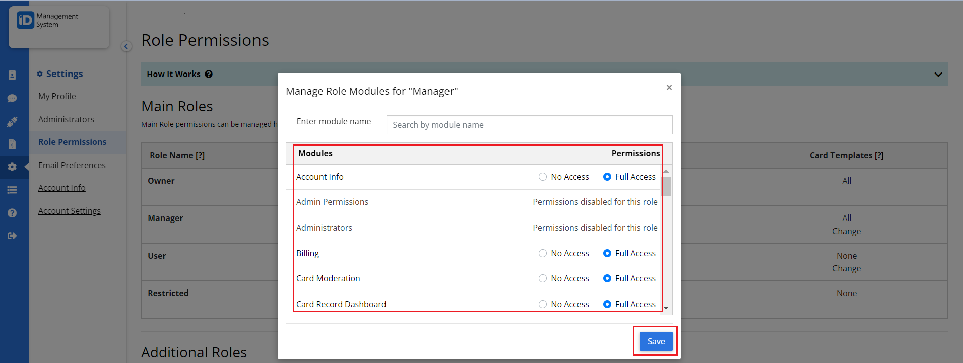 Confirm the Role Permissions Confirm the Role Permissions
