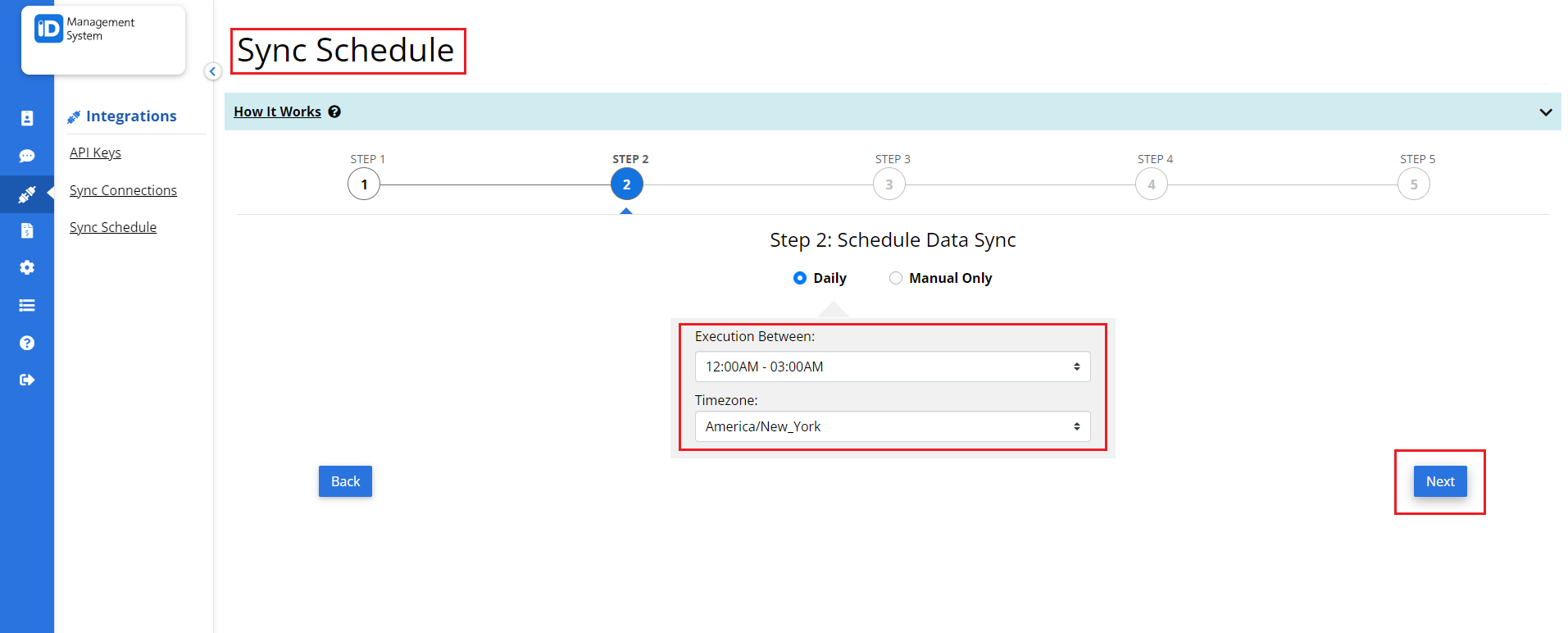 Schedule Data Sync Schedule Data Sync