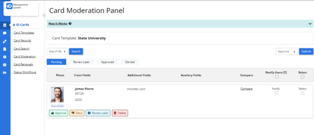 Moderating Card Data & Photos - ID123 Knowledgebase
