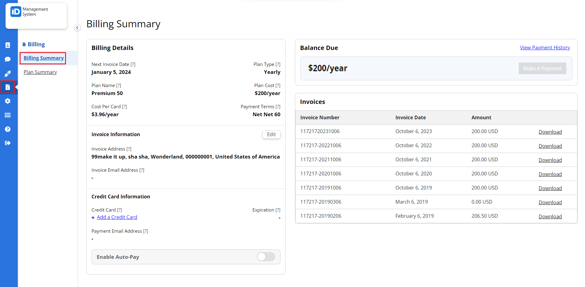 Billing Summary Billing Summary