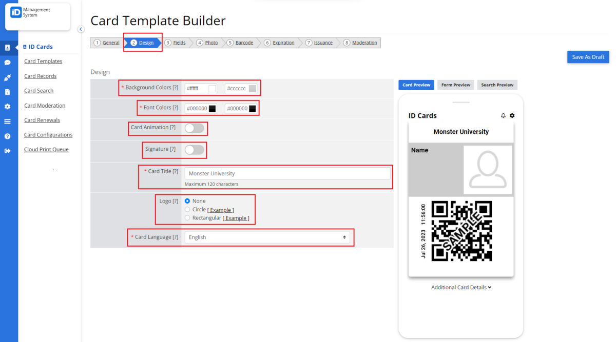 Creating a New Card Template - ID123 Knowledgebase