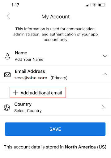 Tap the plus sign to add an additional email.
