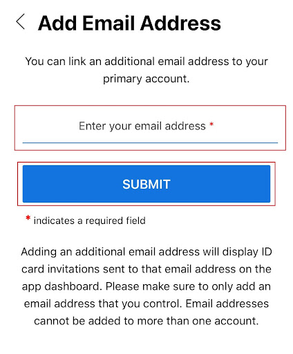 Enter the desired email address, and click the ‘Submit’ button.