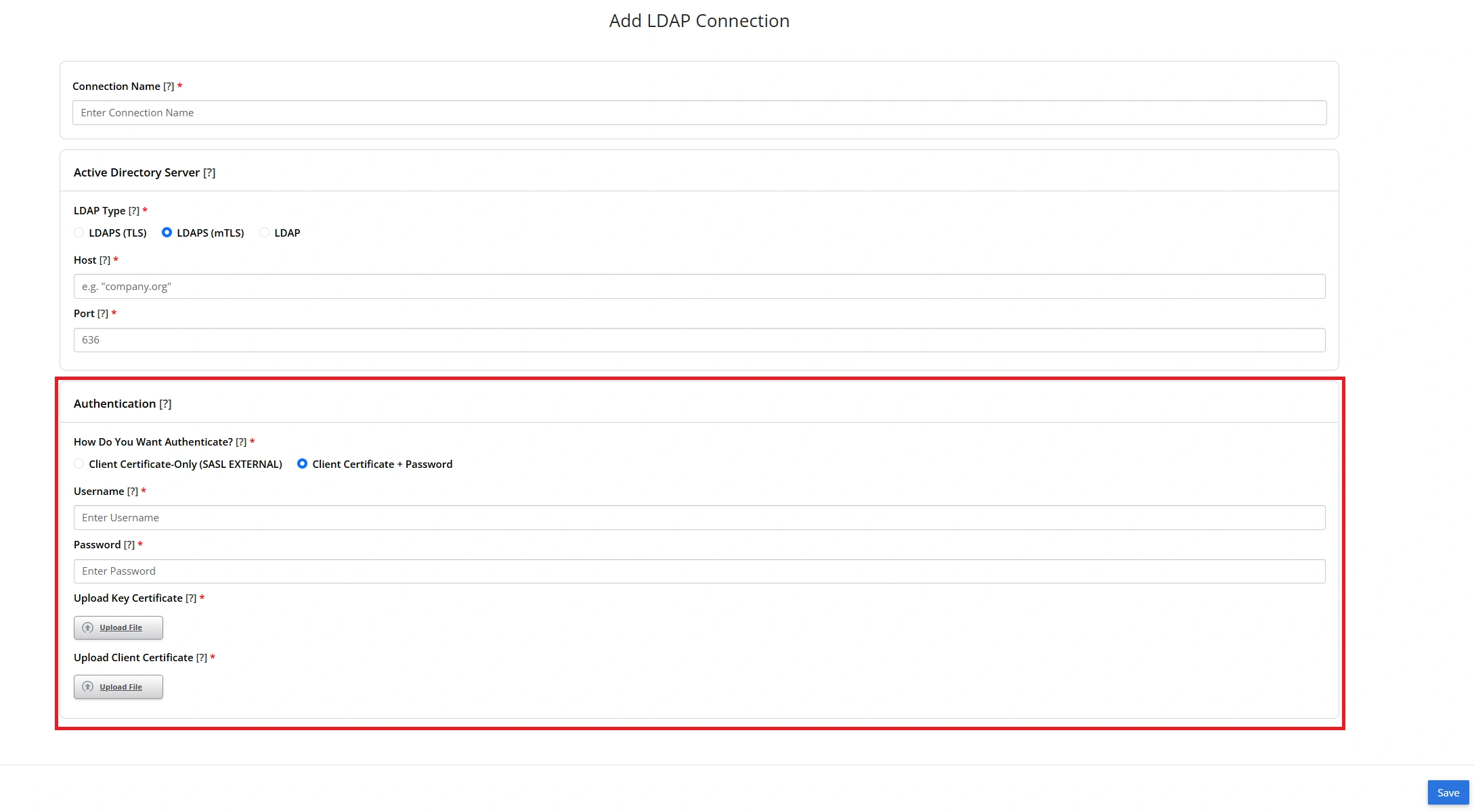 LDAP 2 Authenticate via Client Certificate + Password