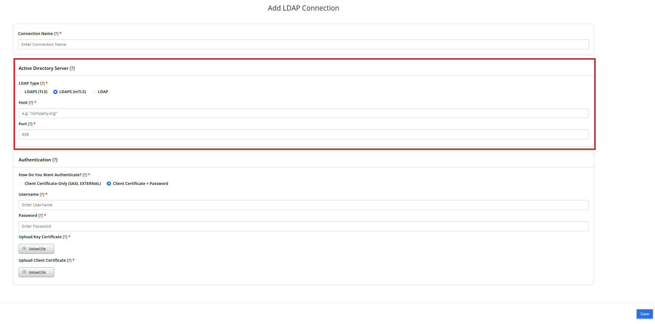 Select LDAP Connection Type for your Active Directory
