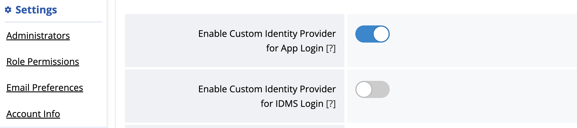 SSO section with App Login toggle on