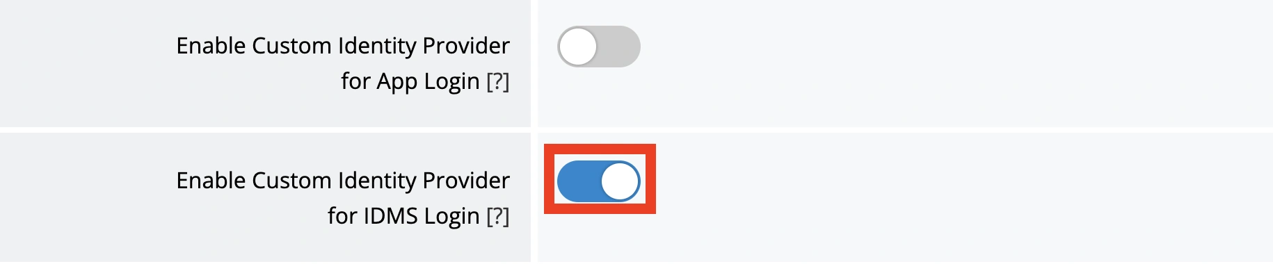 Screenshot 2026-07-07 at 1.30.58 PM SSO section with IDMS Login toggle on