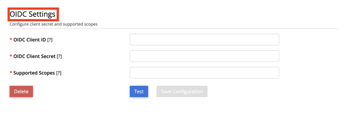 SSO Configuration page showing the OIDC Settings section