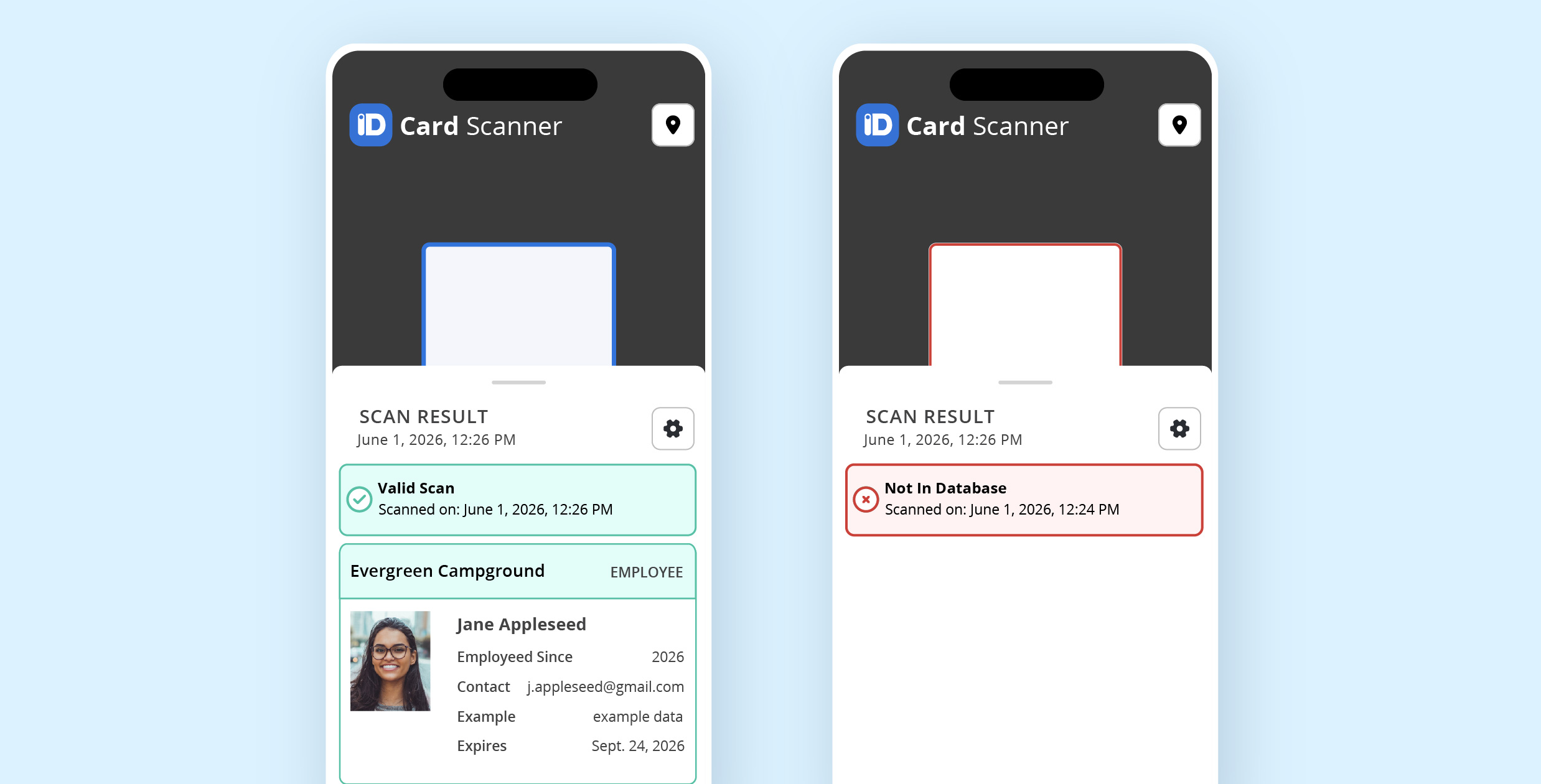 Temporary ID card scanner